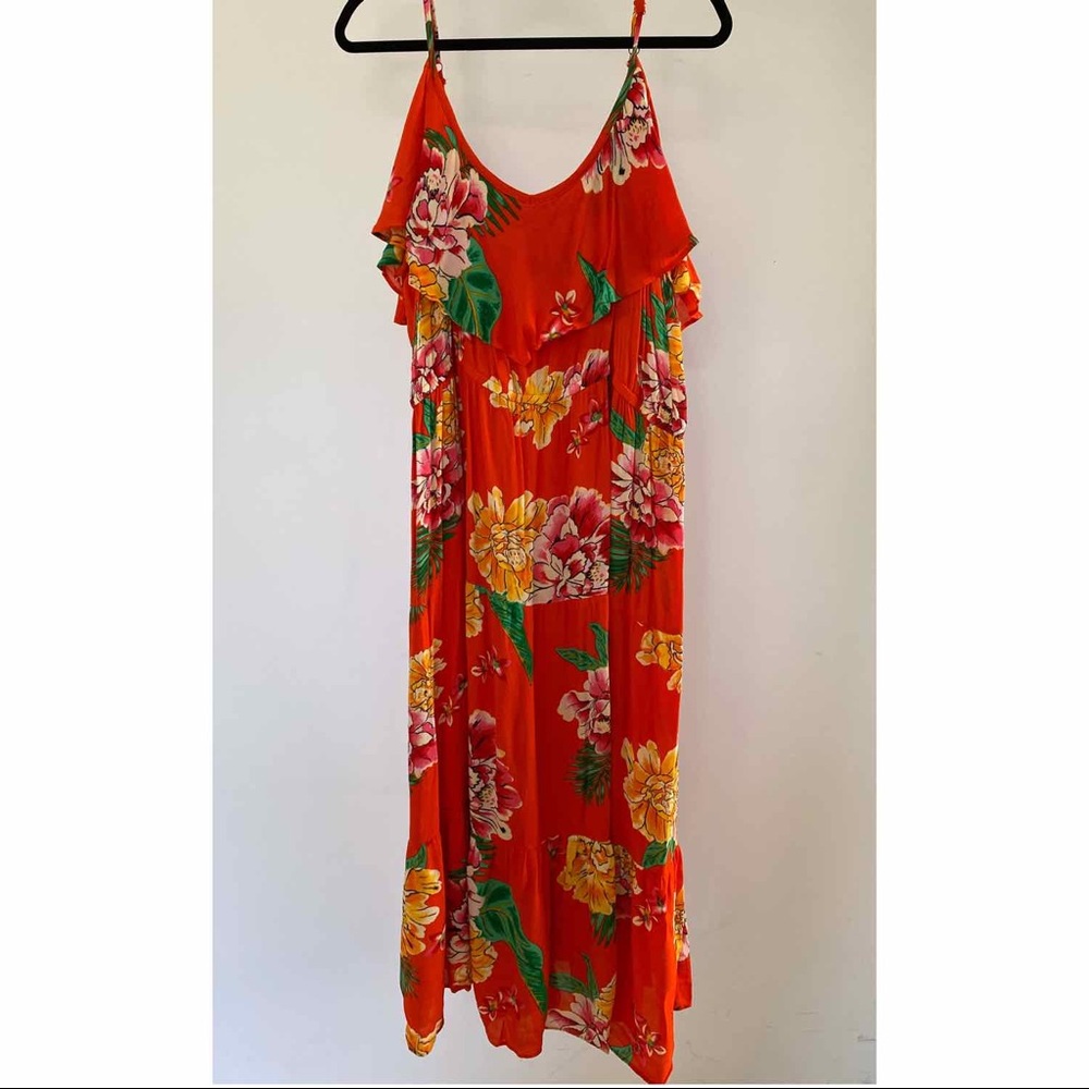 Floral print red dress